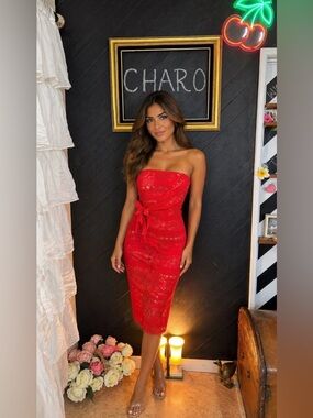 Free People Oceanside Crochet  Strapless Mini Wrap Dress Ted